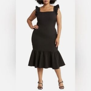 Chelsea28 Ruffle Sleeve Midi Black Dress • NWOT 2️⃣